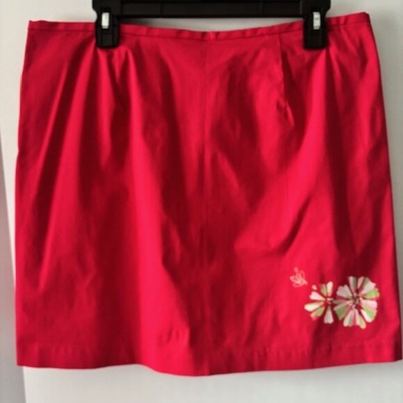 Liz Claiborne12 Golf Skort Red Floral Pocket Stretch Pickleball Active Bright - Picture 1 of 7